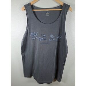 Cabo Agoura Hills Mens Large Gray Fish Graphic Tank Top Cotton Sleeveless Shirt
